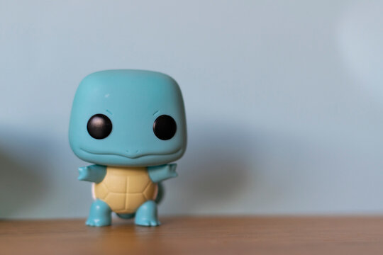 Granada, Spain; March 4, 2023: Pokemon Funko Pop Vinyl Figures: Pikachu, Charmander, Bulbasaur, Squirtle