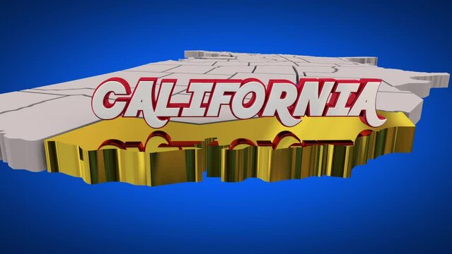California State CA USA United States Map Travel Destination 3d Animation