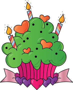 bouquet of flower like love cup cake with candle 