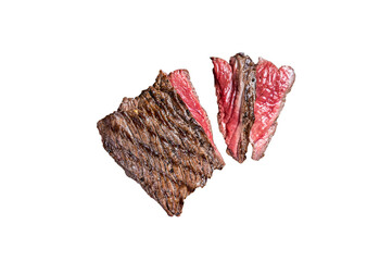 Grilled Wild Venison steak with thyme and salt, game meat.  Isolated, transparent background