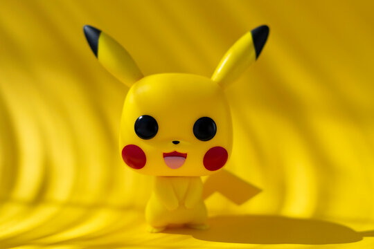 Granada, Spain; March 4, 2023: Pokemon Funko Pop Vinyl Figures: Pikachu, Charmander, Bulbasaur, Squirtle