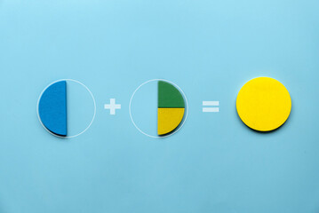 Pie chart formation. Additional process. Business and education concept.