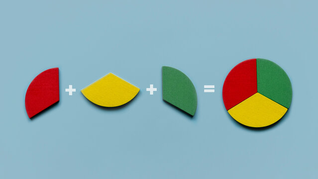 Pie chart formation. Additional process. Business and education concept.