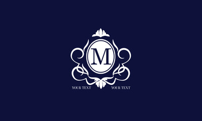 Luxury brand logo with letter M. Vector concept monogram premium design for business, hotel, wedding services, boutique, jewelry and other brands.