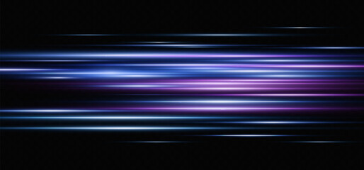Speed ​​effect on blue background.Motion light effect for banners. blue lines. Red lines of light. - obrazy, fototapety, plakaty