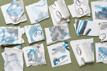 background with torn and stained paper squares