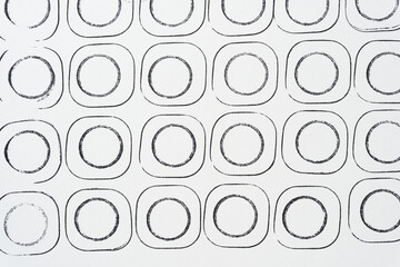 abstract rounded square and circle ink stamp pattern