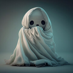 Spooky cute ghost in the dark photo