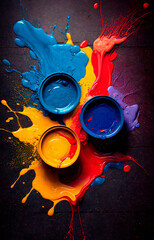 colorful paint buckets
