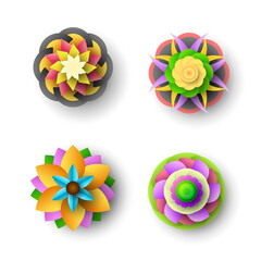 Obraz premium Set Abstract Collection 3D Colors Flower Paper Cut Background Vector Modern Design Style Shadow