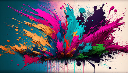 Colorful paint splashes background texture 