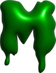3d green leaky graffiti letter m