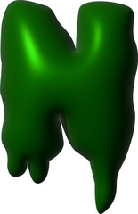 3d green leaky graffiti letter n