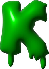 3d green leaky graffiti letter k