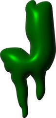 3d green leaky graffiti letter j