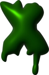 3d green graffiti leaky letter x
