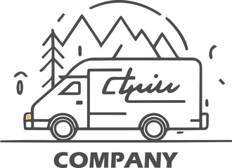 Obraz premium Logistic company logo. Cargo van.