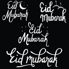 Set of Eid Mubarak text. Editable of eid mubarak lettering  