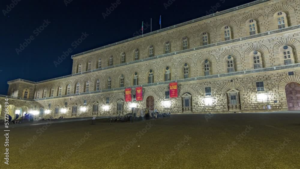 Canvas Prints night view of the palazzo pitti gallery timelapse hyperlapse in the italian city florence. illuminat