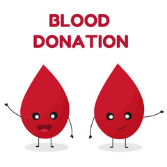 Blood donation. Cute blood drops. Vector illustrations. Donate Blood, Health Care Concept