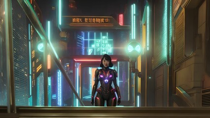 futuristic sci-fi portrait asian woman, generative art by A.I.