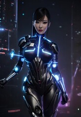 futuristic sci-fi portrait asian woman, generative art by A.I.