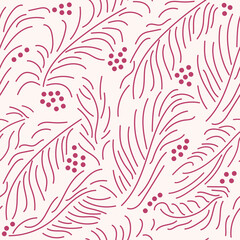 Feather shapes seamless repeat pattern lines and dots print trendy and modern minimalistic design perfect for all kinds of fabric