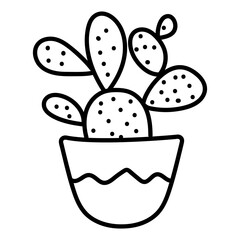 Vector doodles cactus, plant in a flower pot 