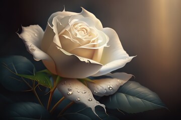 Beautiful white rose for your birthday. Flower rose large, gift, bokeh.