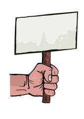 Hand holding blank banner, poster, advertisement - vector illustration - obrazy, fototapety, plakaty