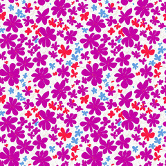 Fototapeta na wymiar Generative ai. Floral seamless pattern design with red flowers on white, repeating background for web and print