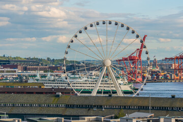 Downtown Seattle, Pier 66. Highway near  Ferris wheel