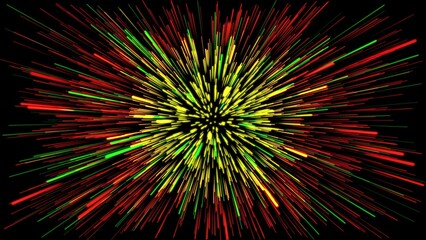 Amazing, beautiful and neon lines move endlessly toward the viewer. An explosion of colorful and monochromatic neon parts and their movement toward the camera. Lots of lines flying forward. 2D lines