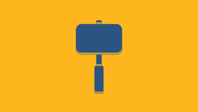 Blue Sledgehammer icon isolated on orange background. 4K Video motion graphic animation