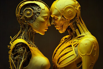 Robots in love, in yellow 