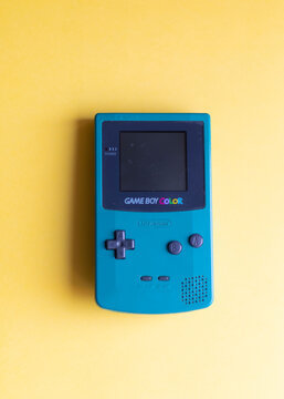 Granada, Spain; March 4, 2023: Game Boy Color on yellow background