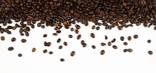 coffee beans banner on a white background
