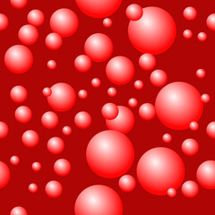 Red balls, bubble, on red background. Seamless pattern background. Vector illustration. Tablecloth, picnic mat, wrapper.
