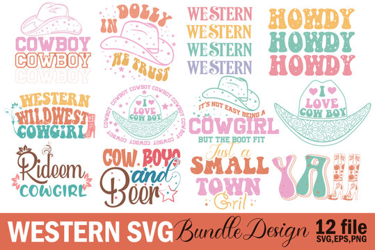 Western  Cowboy cowgirl Bundle Design 