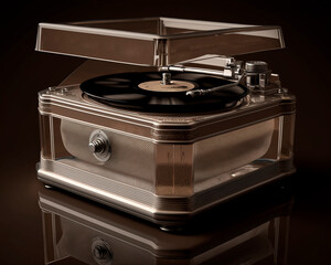 Fototapeta na wymiar generative ai illustration of colorful Vintage high glass record player
