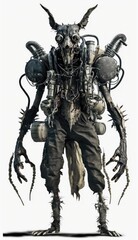 Fototapeta na wymiar Wasteland radioactive mutant, post apocalypse creepy character