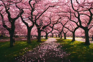 blooming japanese cherry trees