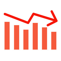 Bearish graph with transparent background, indication of return, falling prices, worsening, vector indicating bearishness, graph indicating downward trend