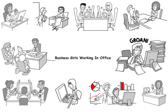 business women icon set, set of business women icons