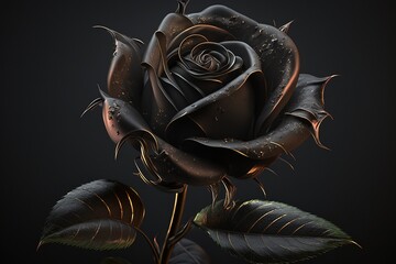 Beautiful black metallic rose for your birthday. Flower rose large, gift, bokeh.