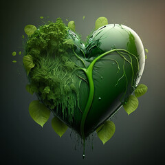 green heart - concept of environmental protection, generative ai 
