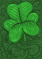 green shamrock leaf with abstract background st patrick's day vector illustration