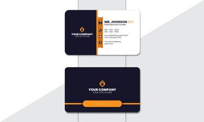 Personal visiting card design with company logo, clean professional business card template, vector illustrator print template.