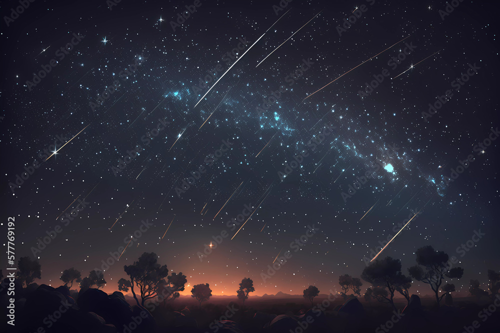 Wall mural sky with stars and comets. generative ai