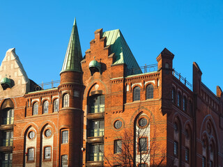 Obraz premium Town hall or Speicherstadtrathaus in Hamburg in Germany